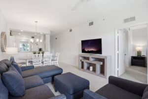 Bright open-plan living and dining area in a Southwest Florida vacation rental